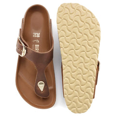 Birkenstock Brun damesandal slip-in 1018745  Gizeh Big Buckle.