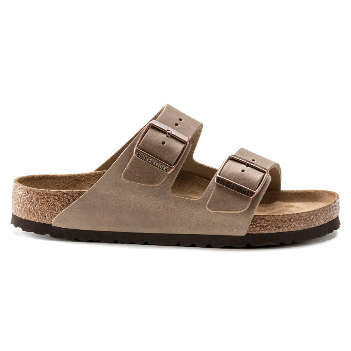 Birkenstock Tobacco Brown damesandal slip-in 552813 Arizona blød fodseng Oiled Leather smal