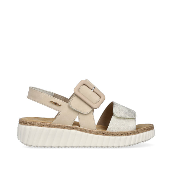 Rieker Beige damesandal på plateau sål 69260-60