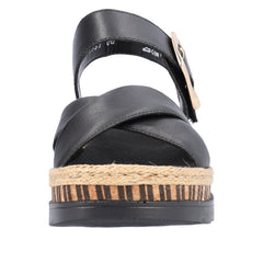 Rieker Sort plateau sandal med lav hæl V7951-00