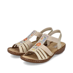 Rieker Beige damesandal med lav hæl 60808-60